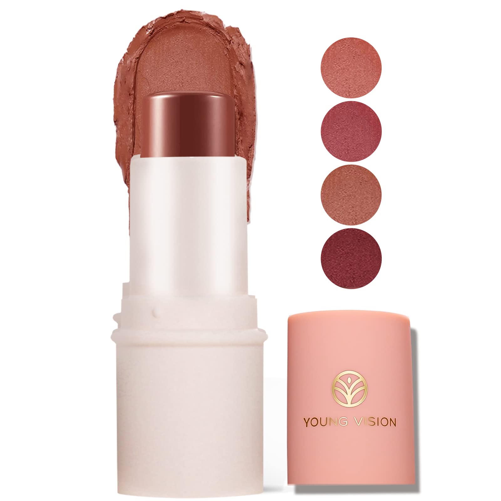 YOUNG VISION Stick Blush for Face Makeup, Cream Blush for Lips and Cheeks Tint, Moisturize, Nature Look and Long wear Putty Blus