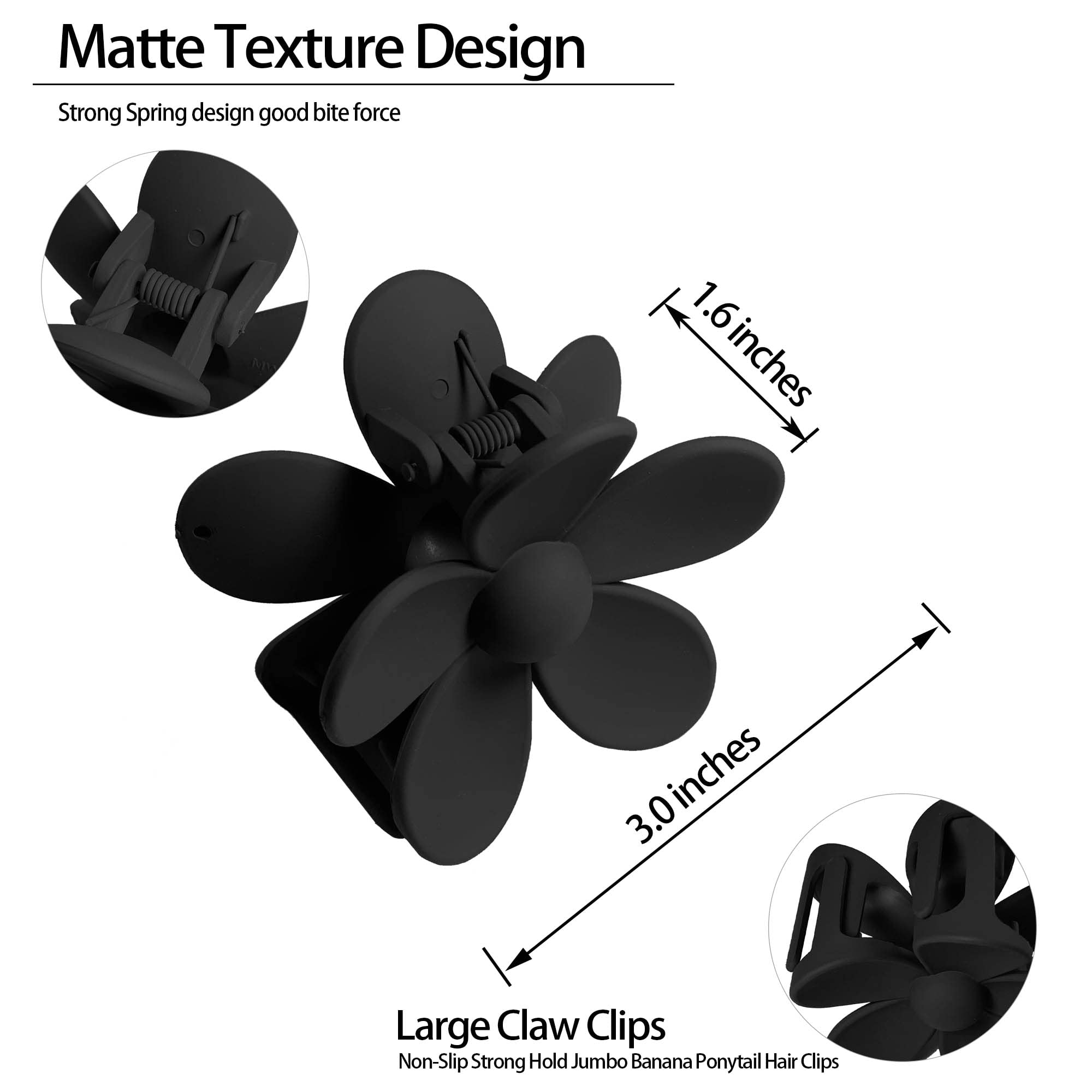 Owiizi Hair Clip, Large Claw Clips For Thick Hair, Non-Slip Cute Flower Matte Big Hair Clips, Strong Hold Barrette Jumbo Hair Cl