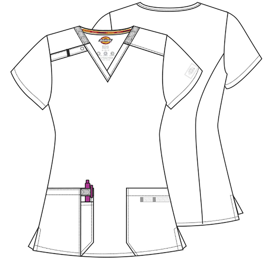 Dickies EDS Essentials Scrubs, V-Neck Womens Tops with Four-Way Stretch and Moisture Wicking DK615, XXS, Red