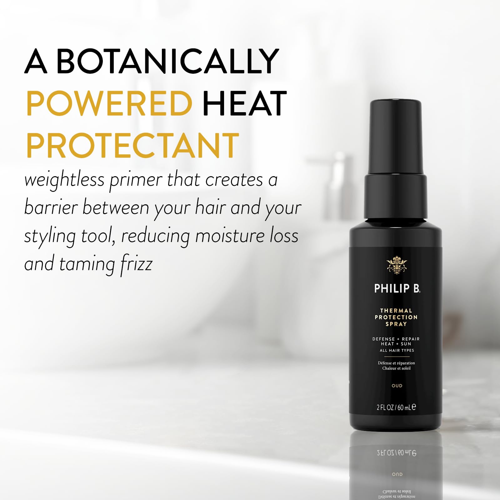 PHILIP B Thermal Protection Spray 2 oz. (60 ml) | Plump, Shine & Protect Hair from Heated Hair Tools