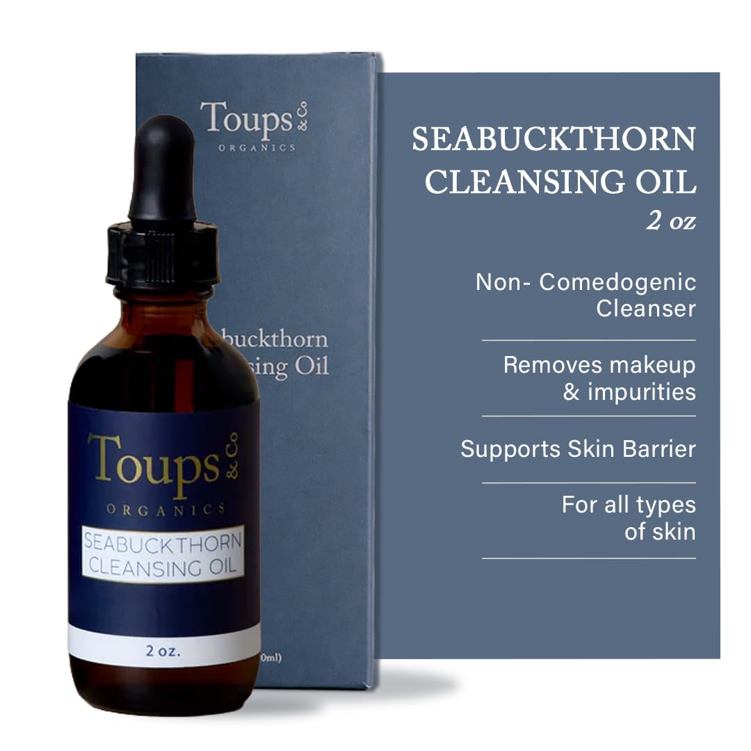 Toups & Co Seabuckthorn Cleansing Oil | NonComedogenic Cleanser & Makeup Remover | With Seabuckthorn, Jojoba & Castor Oil | Bal