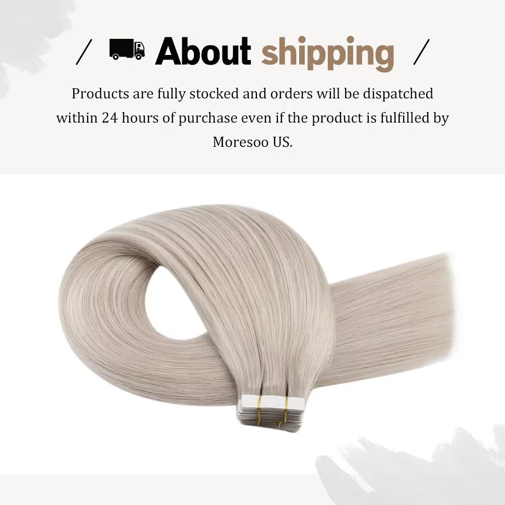 Moresoo 40 Pieces Blonde Tape In Hair Extensions Human Hair 12 Inch Short Straight Tape In Extensions For Women 60G Fashion Real