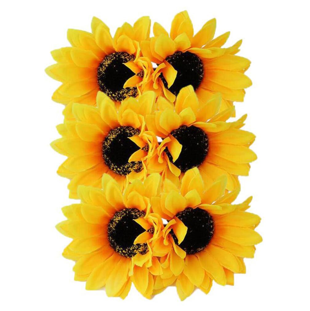 6Pcs 3.9 Lady Girls Sunflower Hair Alligator Clips Hairpin Hair Clamp Hair Styling Accessories For Party Beach Vacation Wedding