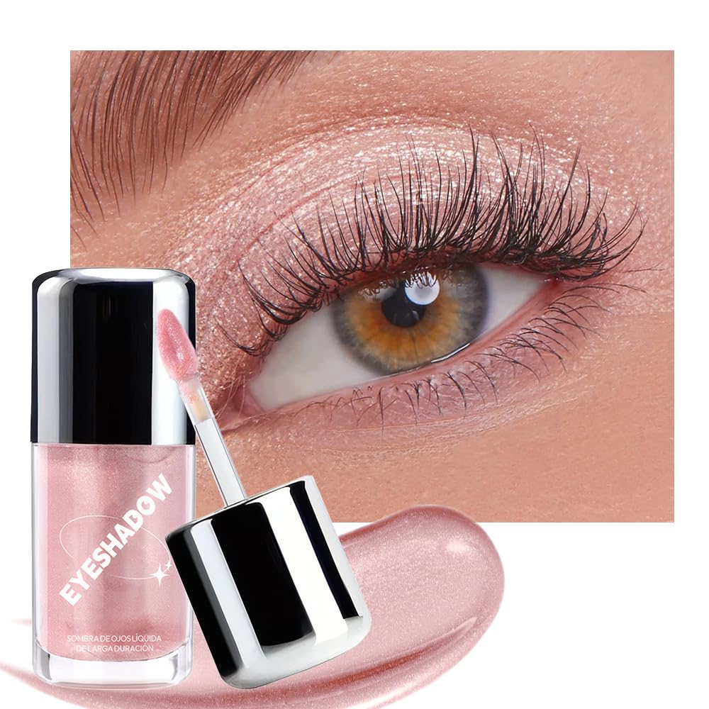 Coral Liquid Metallic Glittler Shimmer Eyeshadow, Longwear Eye Makeup For Older Women, Buildable Highly Pigmented & Blendable Ey