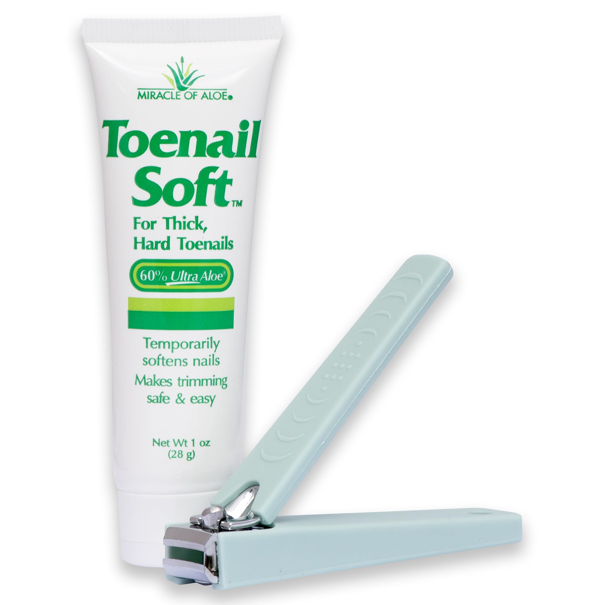 Toenail Soft Temporary Nail Softening Cream for Thick, Hard Toenails with Aloe 1 Oz with Easy Hold Toenail Clipper