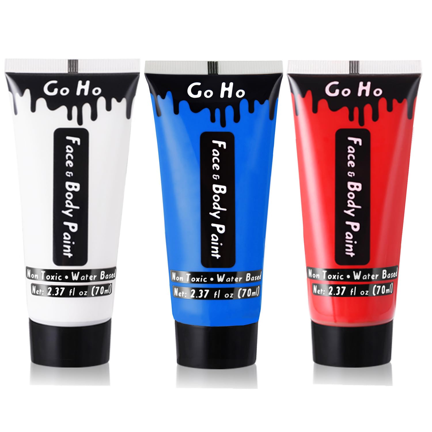 Go Ho Red White And Royal Blue Face Body Paint(7 Oz) For Halloween Makeup,Cream Water Based Vampire Skeleton Face Paint For Adul