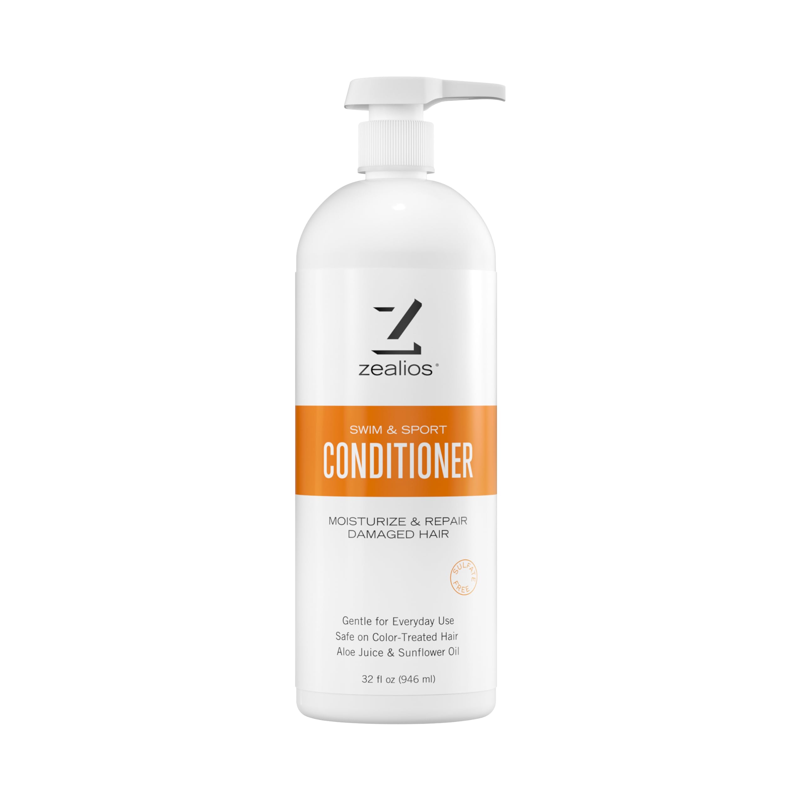 Zealios Swim & Sport Conditioner 32 Oz  SulfateFree Moisturizing Hair Conditioner, Hair Treatment for Swimmers & Athletes, Chl
