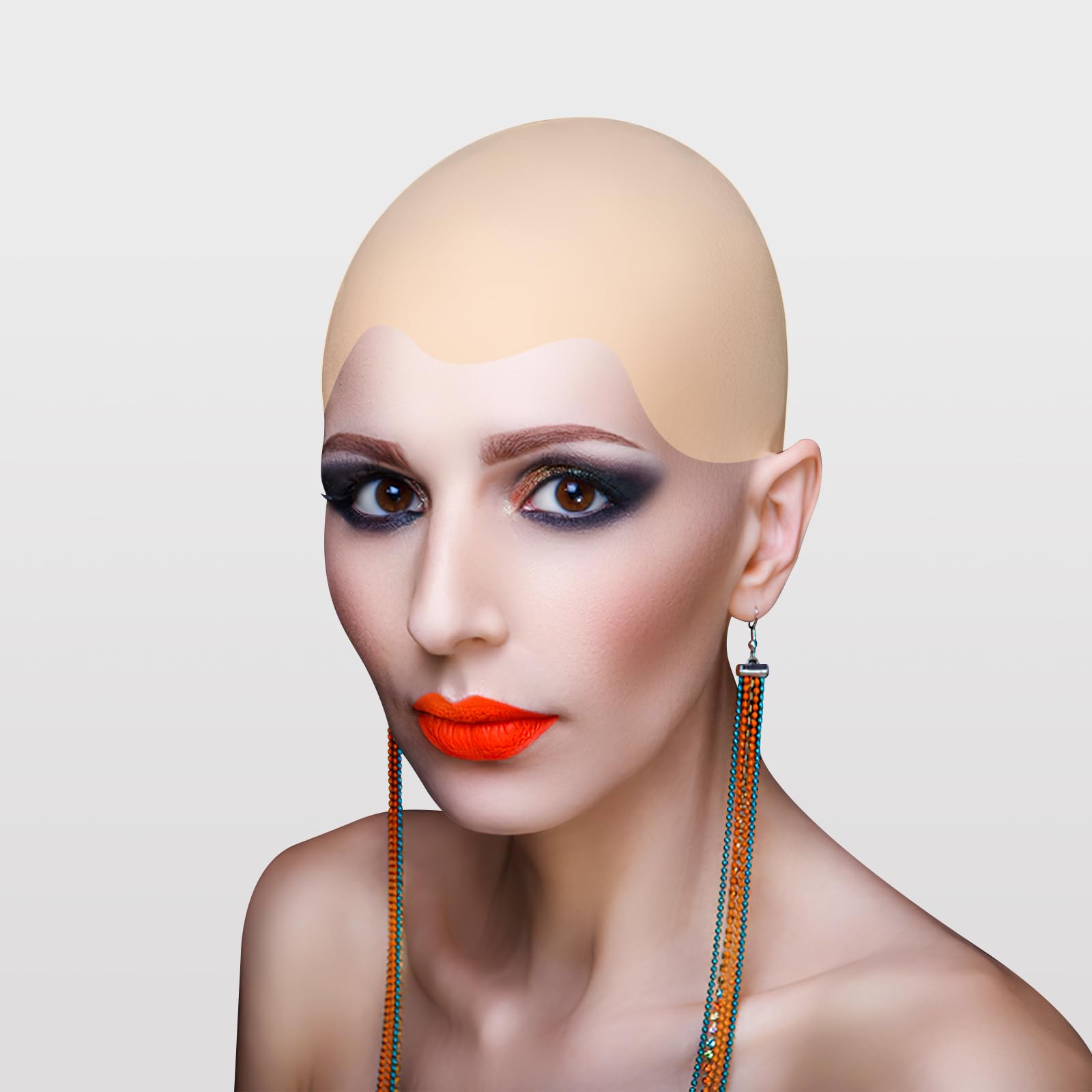 Bouiexye 1/2/3/4 Pcs Bald Cap For Halloween Costumes Makeup Latex Bald Wig Caps For Adults Women Halloween Party Cosplay (Thin,
