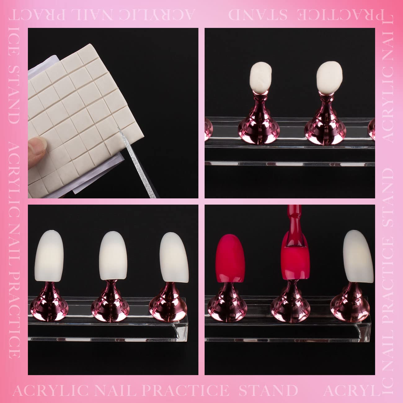 Nail Stand Acrylic Nail Art Display Stand Magnetic Nail Tips Practice Holder 54 Pcs Reusable Adhesive Putty For Diy Painting Nai