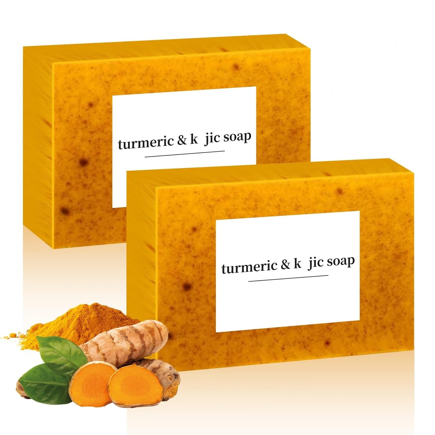 2PCS Lemon Turmeric Soap Bar,Turmeric Soap Bar for Face & Body, Gentle Exfoliating, Turmeric Handmade Soap for All Skin Types