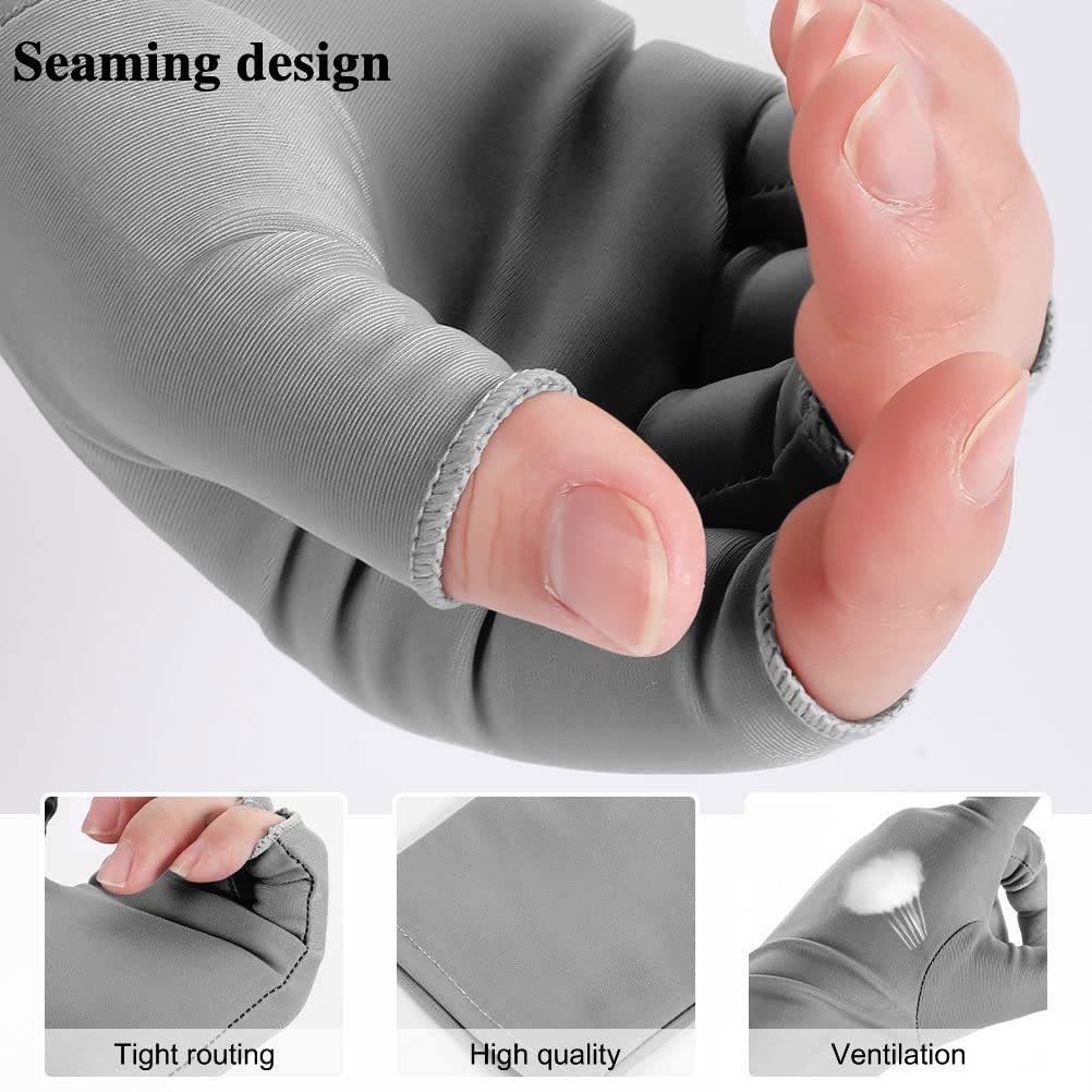 Pimoys Anti-UV Fingerless Gloves for Gel Nail Lamp, Light Grey, Spandex Material