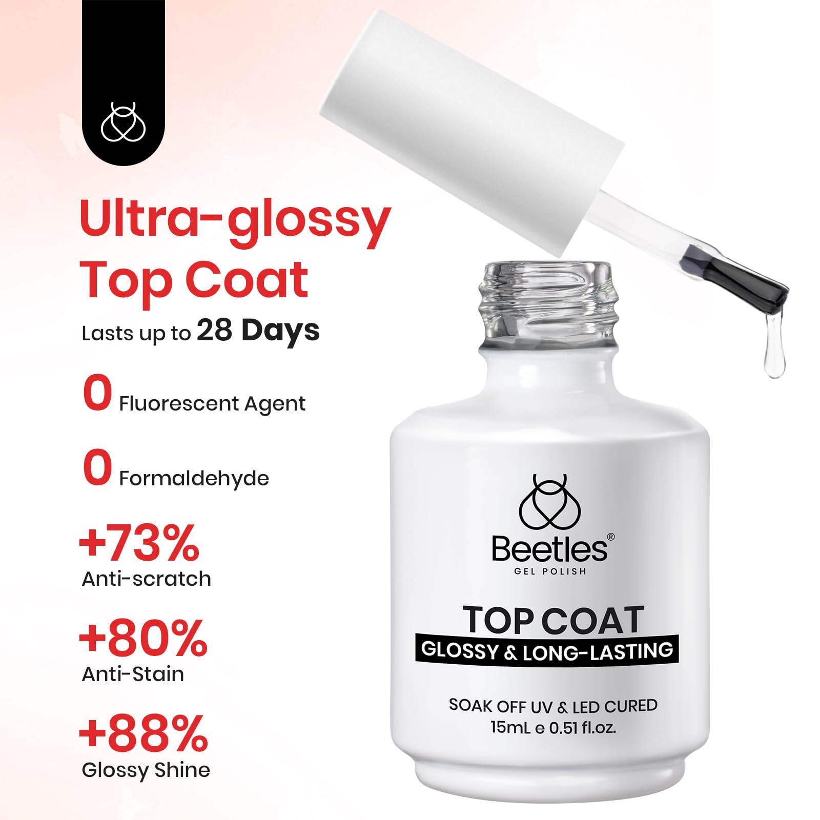 Beetles Nail Blooming Gel And Top Coat No Wipe Gel Nail Polish Set 2 Pcs 15Ml Upgrade Super Shiny For Spreading Effect Marble Na