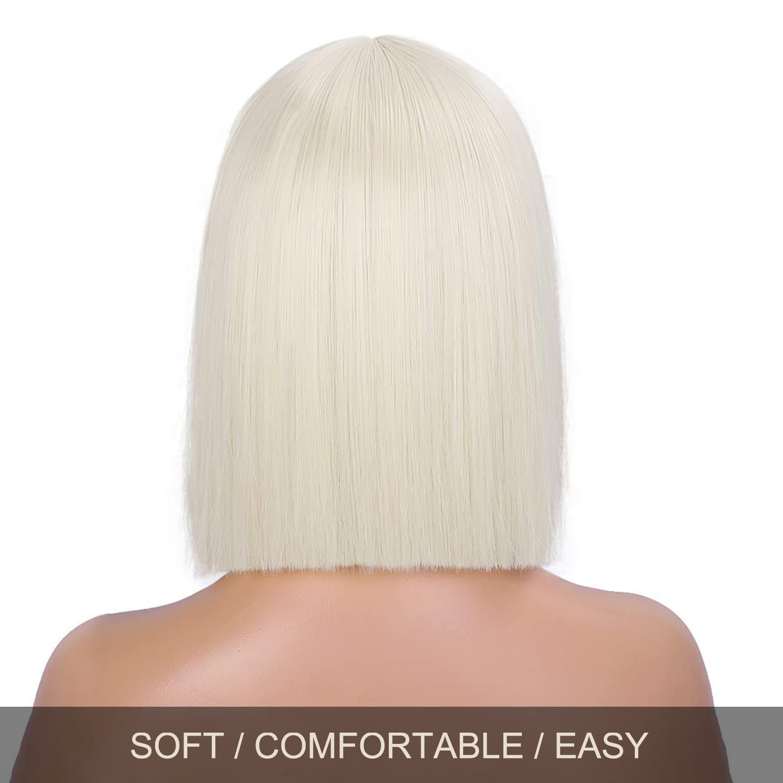 Entranced Styles Platinum Blonde Wig Straight Hair Short Bob Wigs For Women Middle Part Shoulder Length Synthetic Wig Cosplay Ha