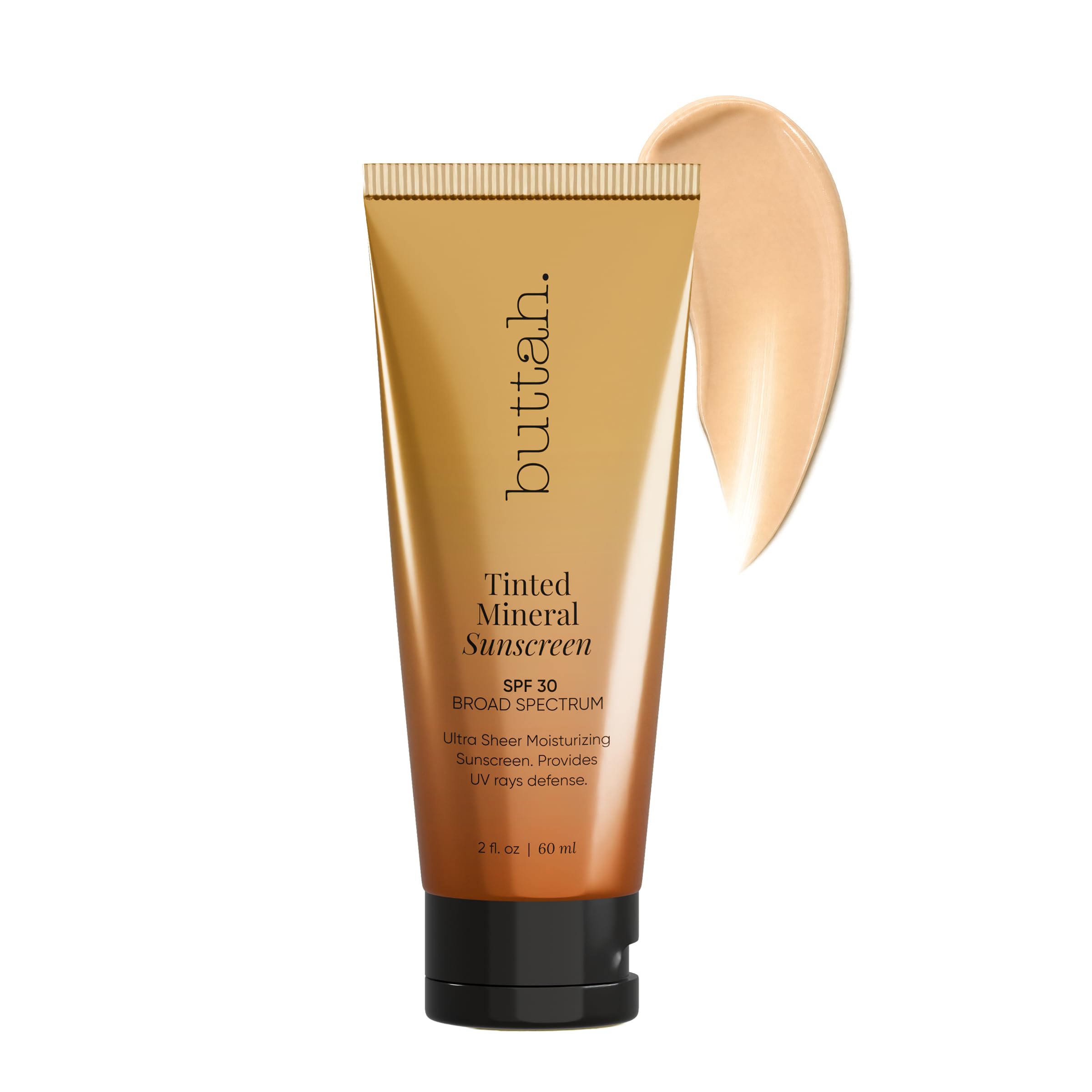 Buttah Skin Tinted Mineral Sunscreen SPF 30, Broad Spectrum Zinc Oxide & Titanium Dioxide Face Sun Protection for Melanin Rich S