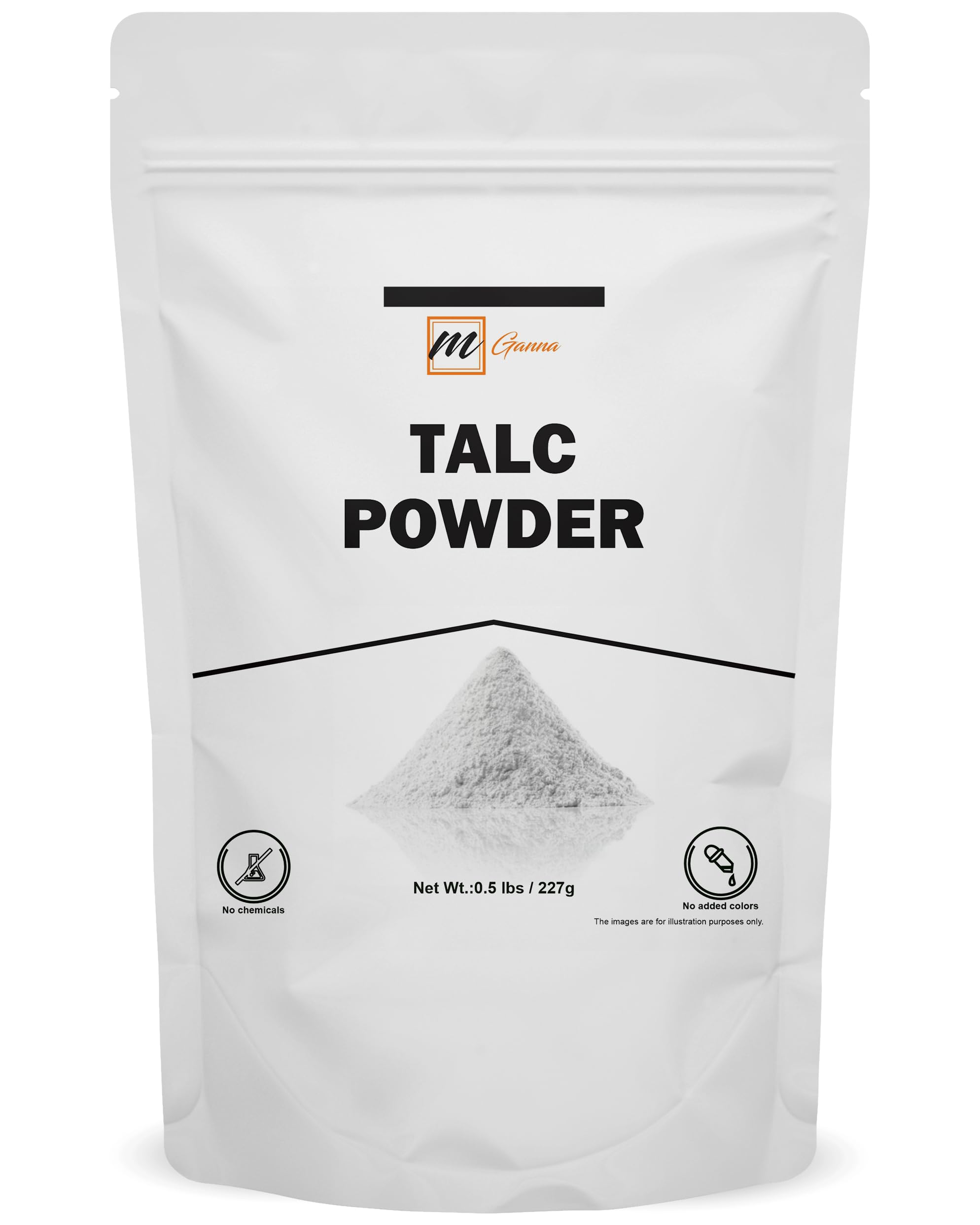 Mganna 100% Natural Talc Powder For Facial Make-Up, Absorption, Lubrication, And Multi-Purpose 0.5 Lbs / 227 Gms