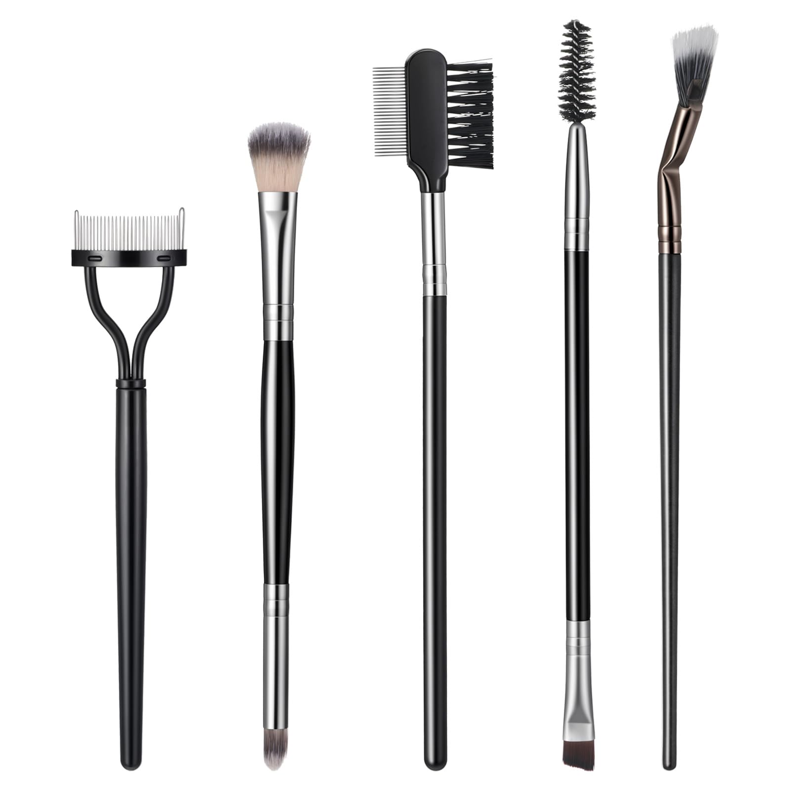 5 Pack Eyebrow Brush and Comb, Spoolie Mascara Brush Lash Separator Tool Eyelash & Eyebrow Combs, Mascara Fan Brushes for Extens