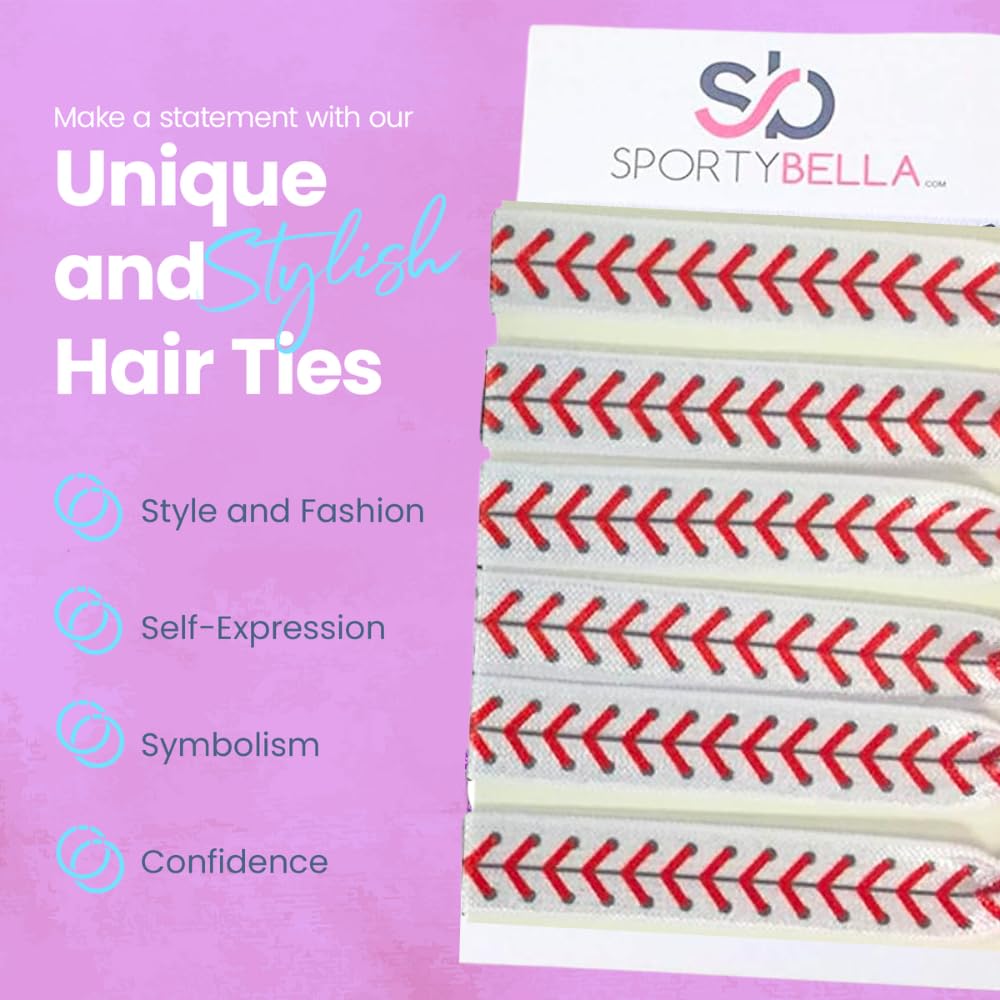 No Crease Hair Elastics Set with Baseball Accessories and Hair Ties