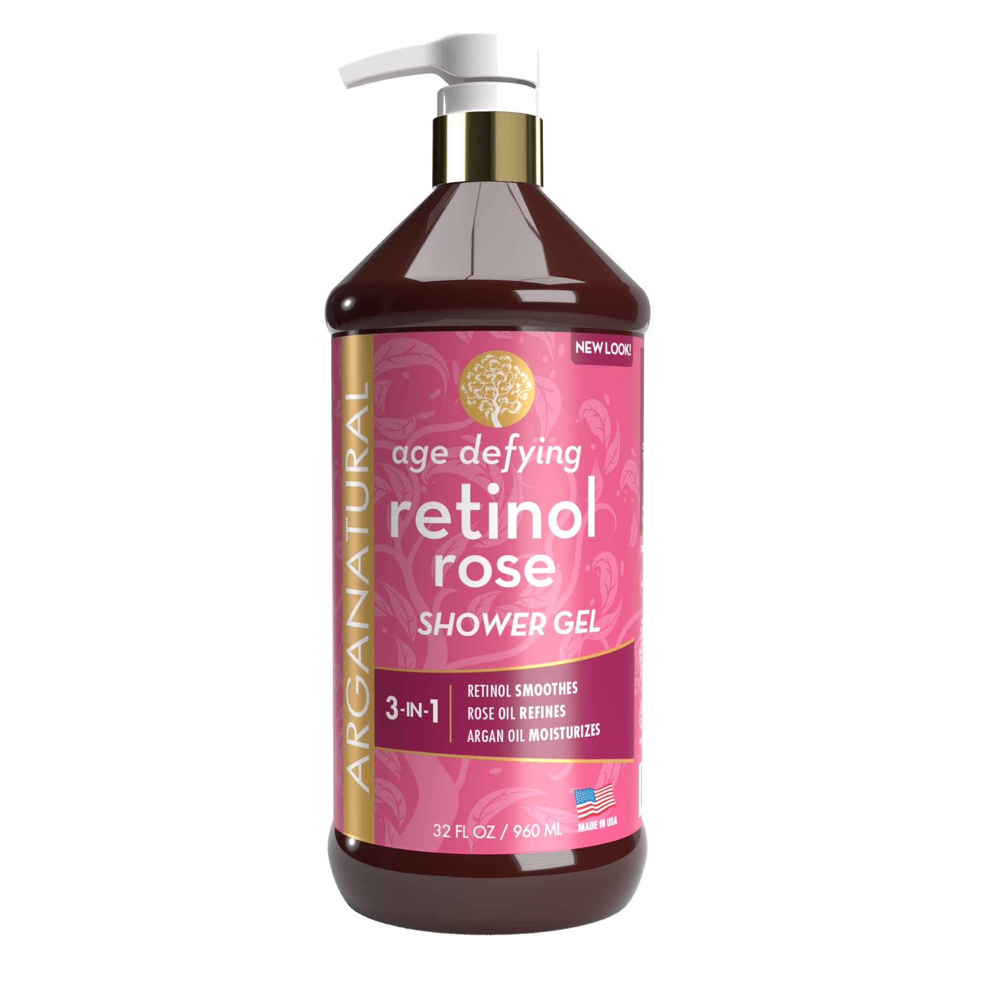 Arganatural Retinol Shower Gel (Body Wash) with Natural Argan Oil, Smooth & Refine Skin Tone, Nourishes for Natural Radiance, Pa
