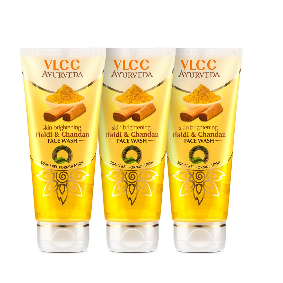 Vlcc Ayurveda Skin Brightening Haldi & Chandan Face Wash - 100Ml X 3 - For Skin Brightening | Paraben & Colorant Free | Chamomil