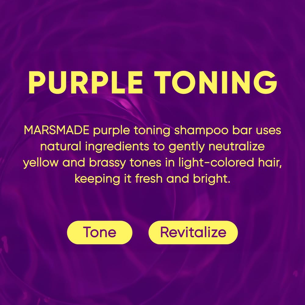 Mars Made Purple Toning Shampoo Bar 2.0 - Hydrating & Moisturizing Natural Hair Soap Bar Shampoo For Hair Color & Scalp Nourishm
