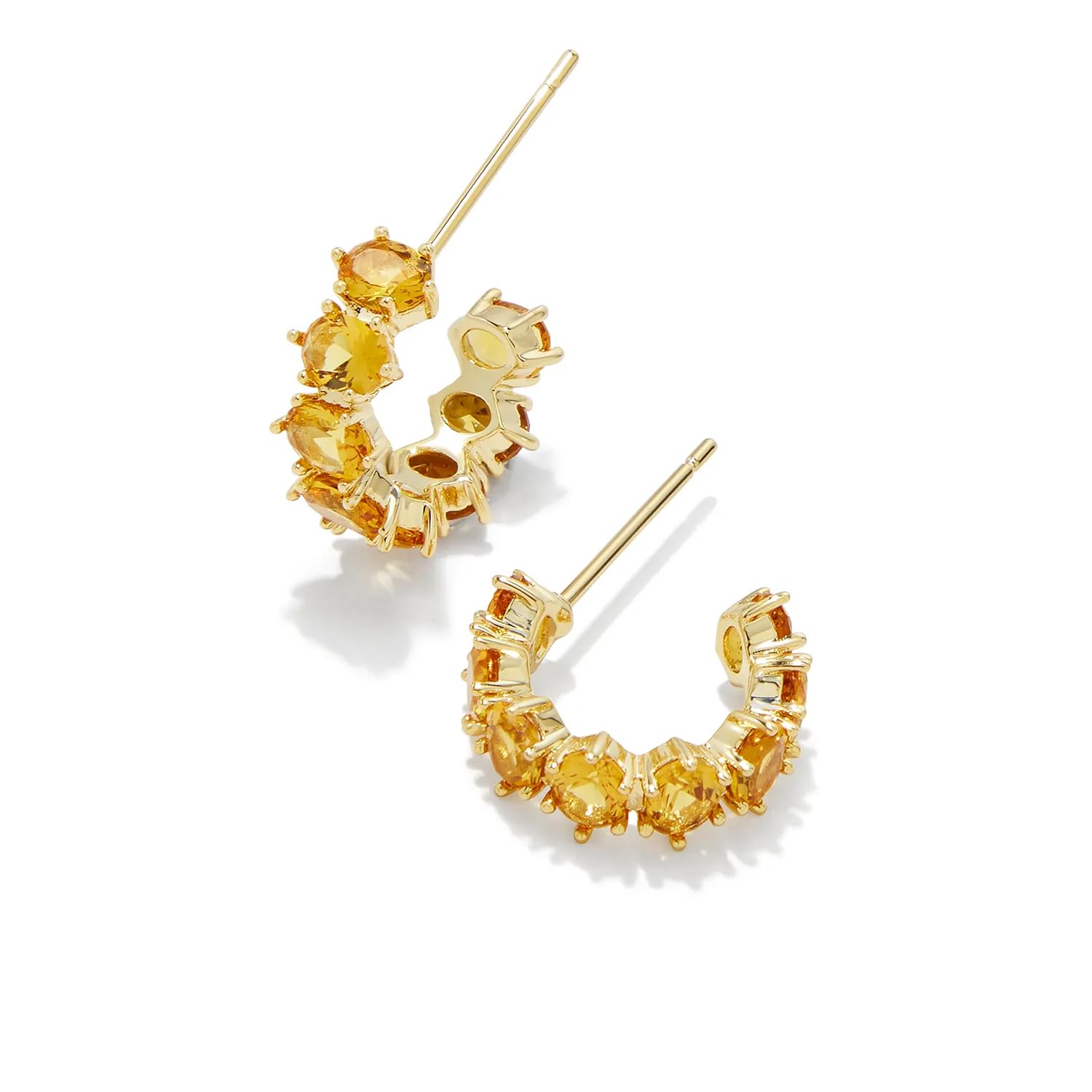 Kendra Scott Cailin 14k Gold-Plated Brass Crystal Huggie Earrings in Golden Yellow Crystal, Fashion Jewelry For Women