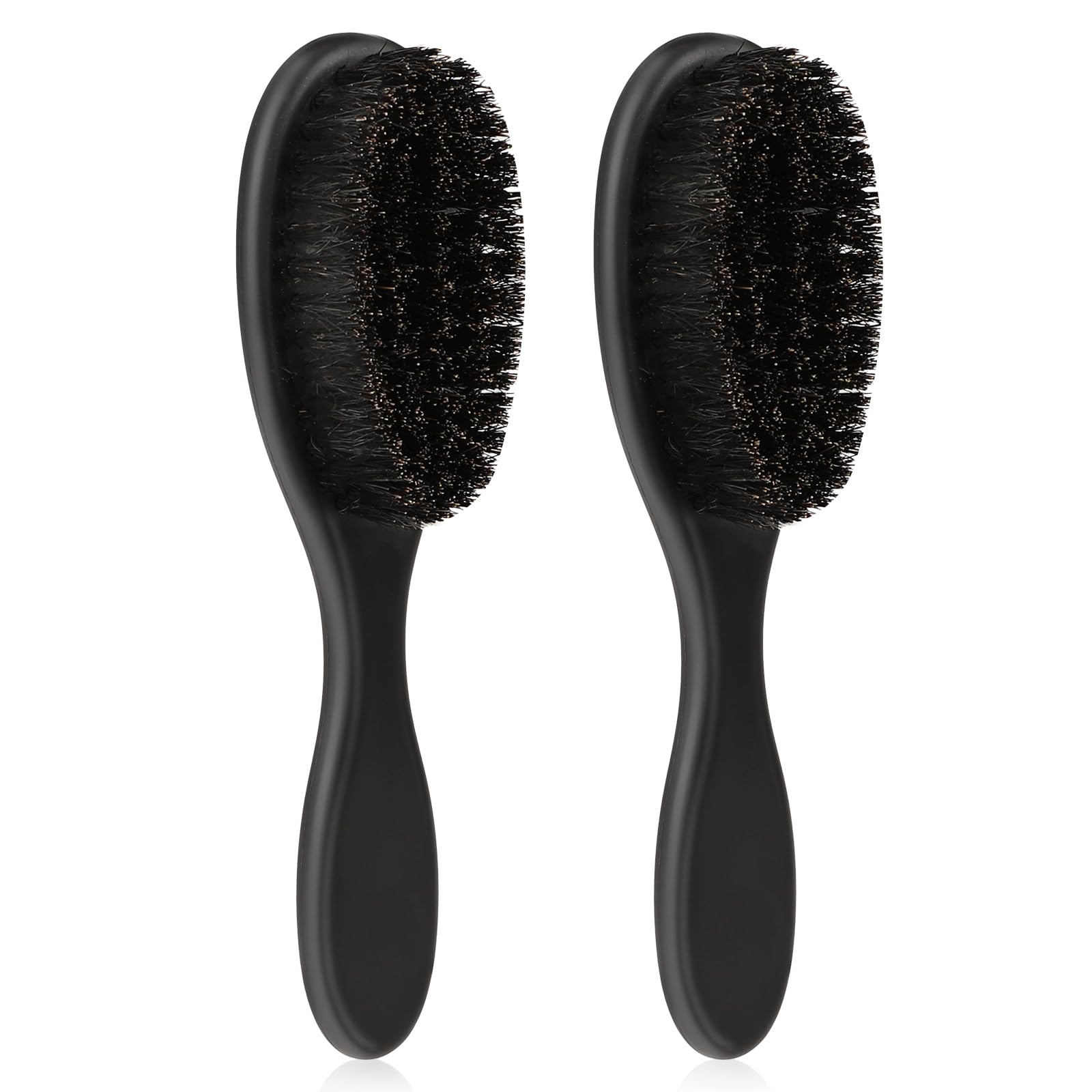 Mozeat Lens Hair Brush, 2 PCS Natural Boar Bristle, ABS Handle Professional Barber Brush for Detangling, Smoothing, Restores Shi