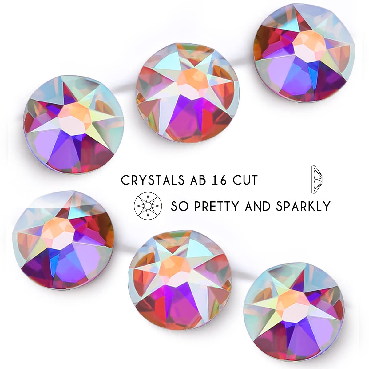 Rhinestones 16 Cut Non Hotfix Flatback Rhinestones for Crafts Glass Nail Rhinestones Nail Gems Crystals Rhinestones for Makeup C