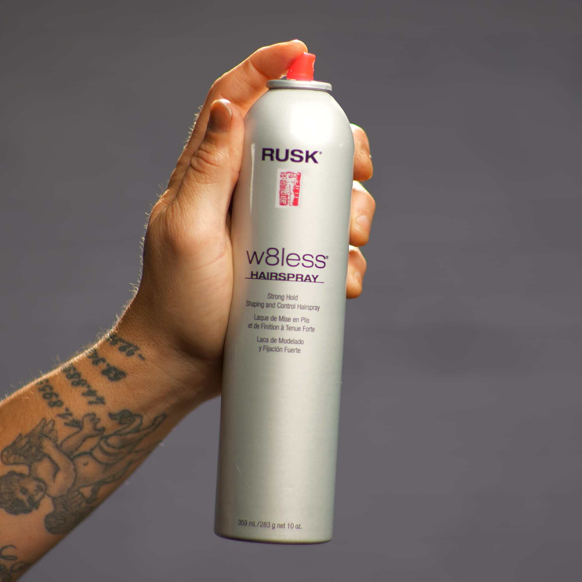 Rusk Designer Collection W8Less Strong Hold Shaping And Control Hairspray, 10 Oz, Provides Natural, Long-Lasting, Touchable Supp