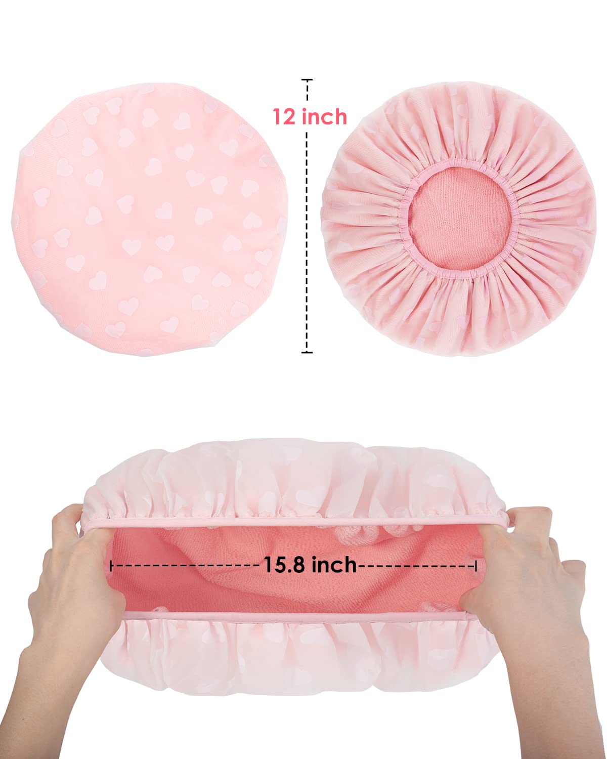 Auban Shower Cap For Women Terry Cloth Lined Eva Exterior Reusable Double Layer Waterproof, Large Bath Hair Cap For All Hair Len