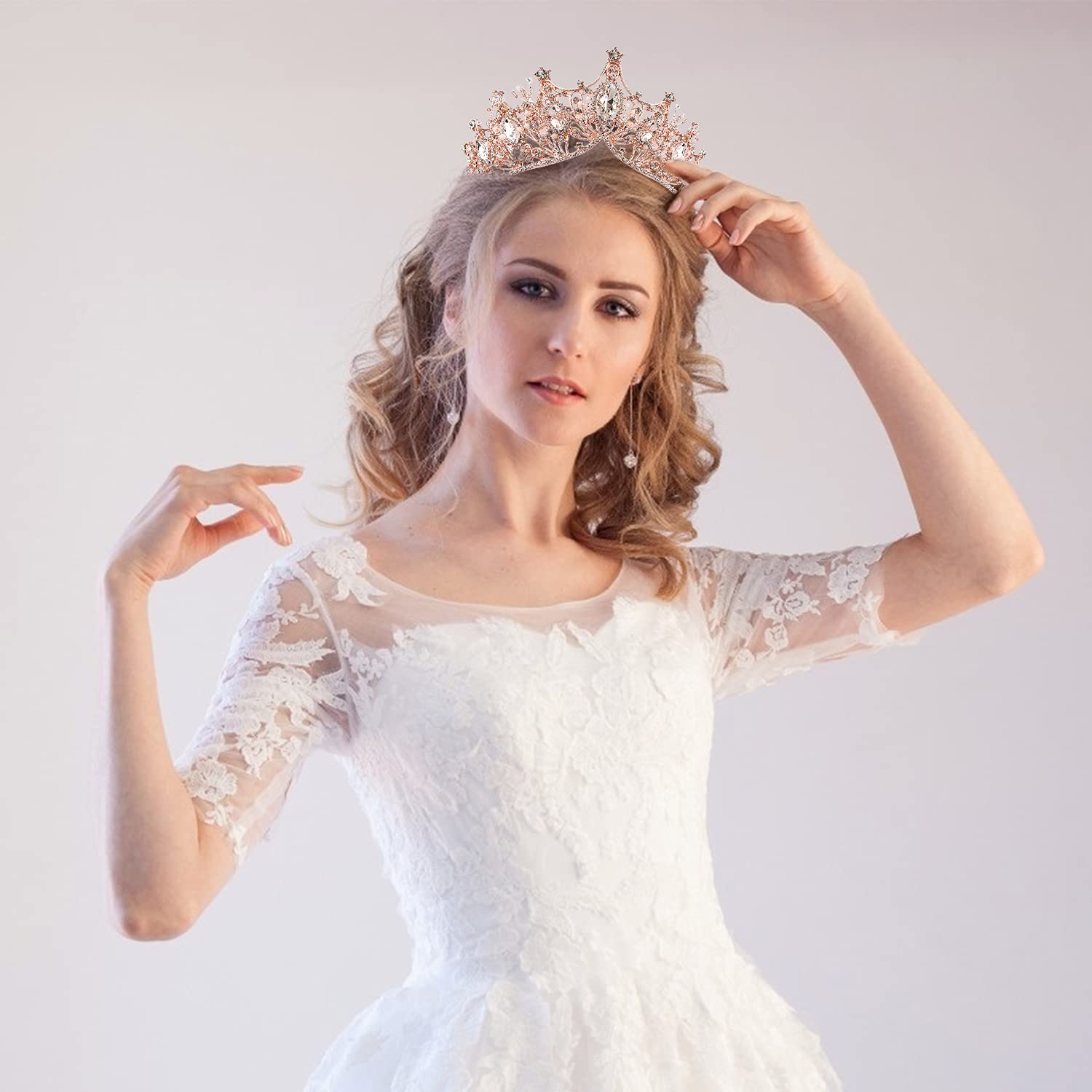 Cocide Rose Gold Tiara And Crown For Women Crystal Headband For Girls Mermaid Queen Head Band Princess Hair Accessories For Birt