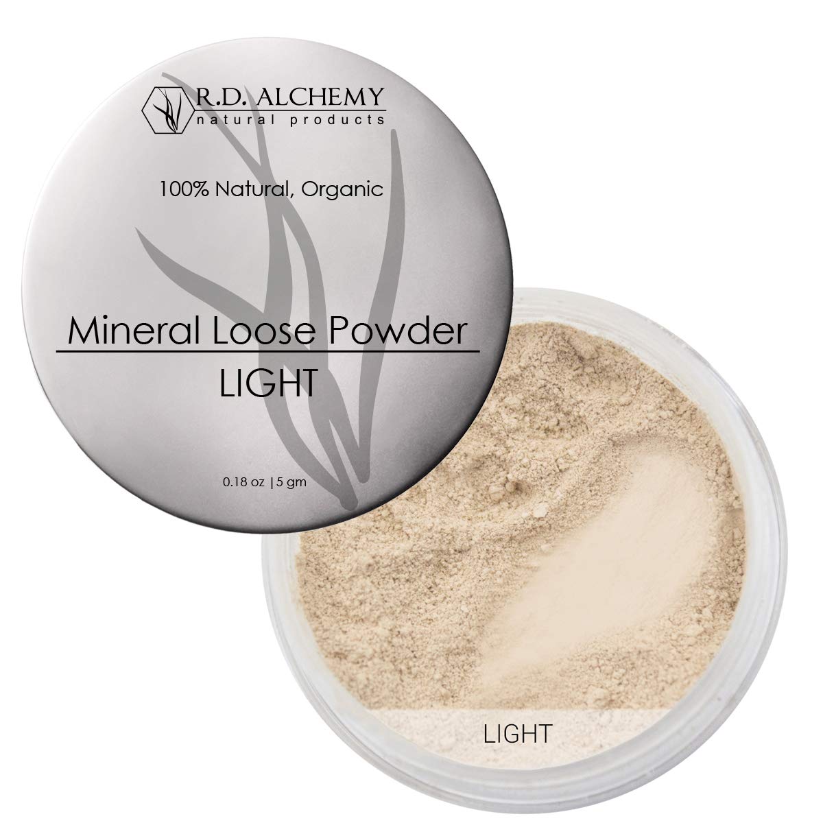 RD ALCHEMY - LIGHT - 100% Natural & Organic Mineral Loose Powder - Best lightweight Concealer or Foundation with buildable cover