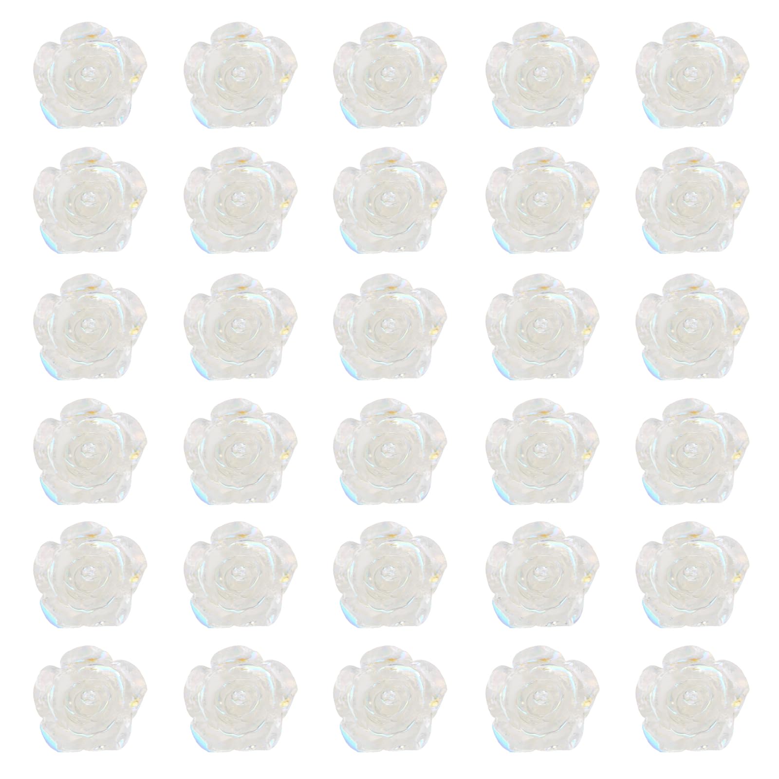 Wecoe 30 Pcs Small white Rose Flower Hair Clips Cute Decorative Tiny Mini Iridescent Hair Clips Wedding Halloween Princess Acces