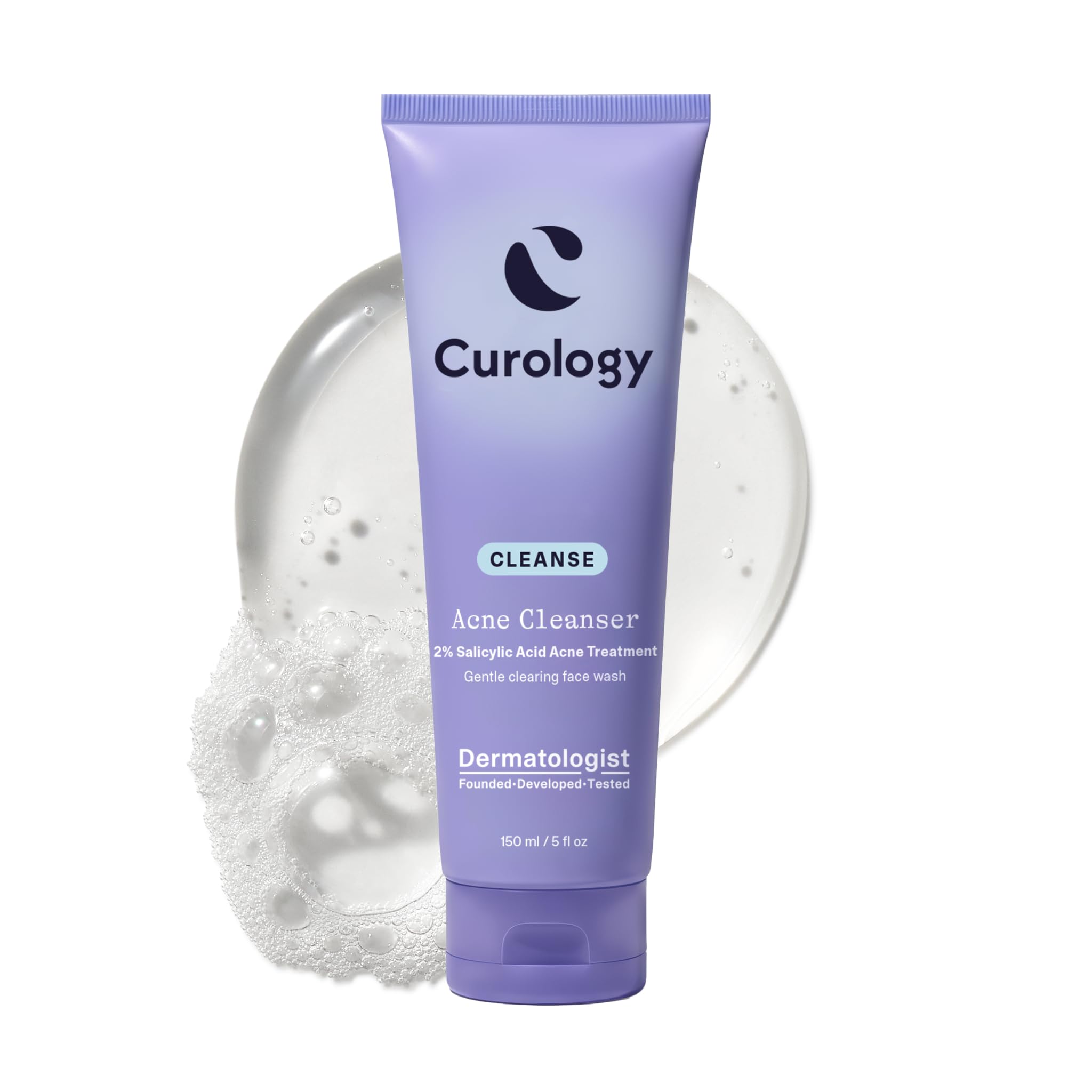 Curology 2% Salicylic Acid Face Wash for Acne Prone Skin, Cleanser with Lactic Acid, Niacinamide and Glycerin, Fragrance Free Da