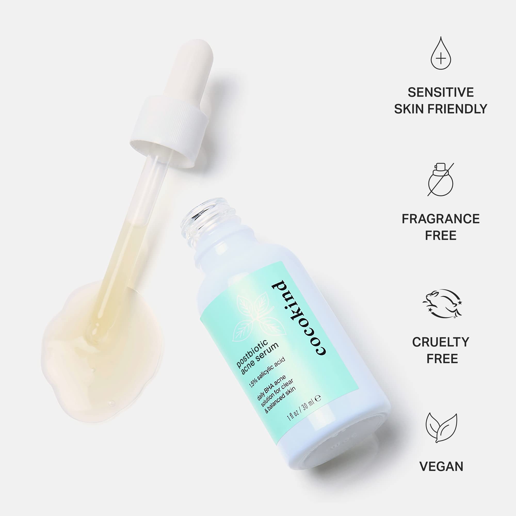 Cocokind Postbiotic Acne Serum, Salicylic Acid Serum And Bha Liquid Exfoliant - Exfoliating, Brightening And Hydrating Serum