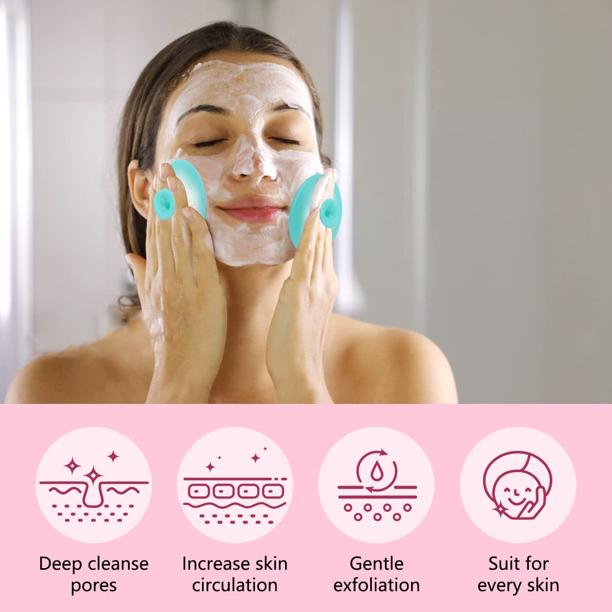Silicone Face Scrubber, 2pcs Exfoliating Lip Brush, 2pcs Cleansing Brush,2pcs Face Mask Brush Exfoliator Blackhead Skin Care Too