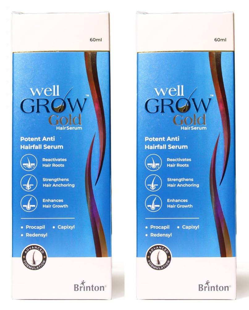 Brinton Wellgrow Gold Hair Serum With 3% Redensyl, 5% Capixyl & 2% Procapil | Lightweight, NonGreasy Formula | Supports Hair Re
