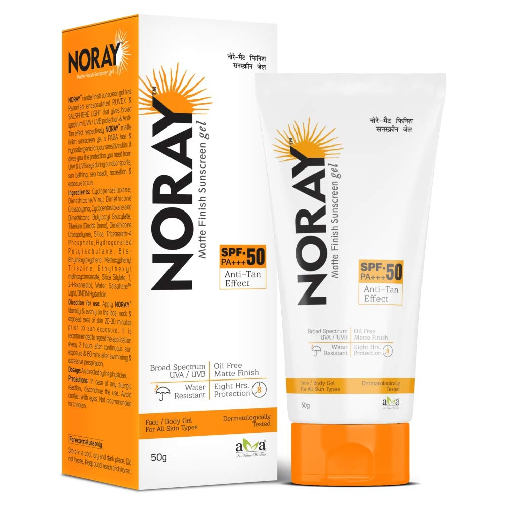 Vegetal Noray Matte Finish Broad Spectrum Sunscreen Gel, Spf50, Pa+++ With Anti Tan Effect, 50 G