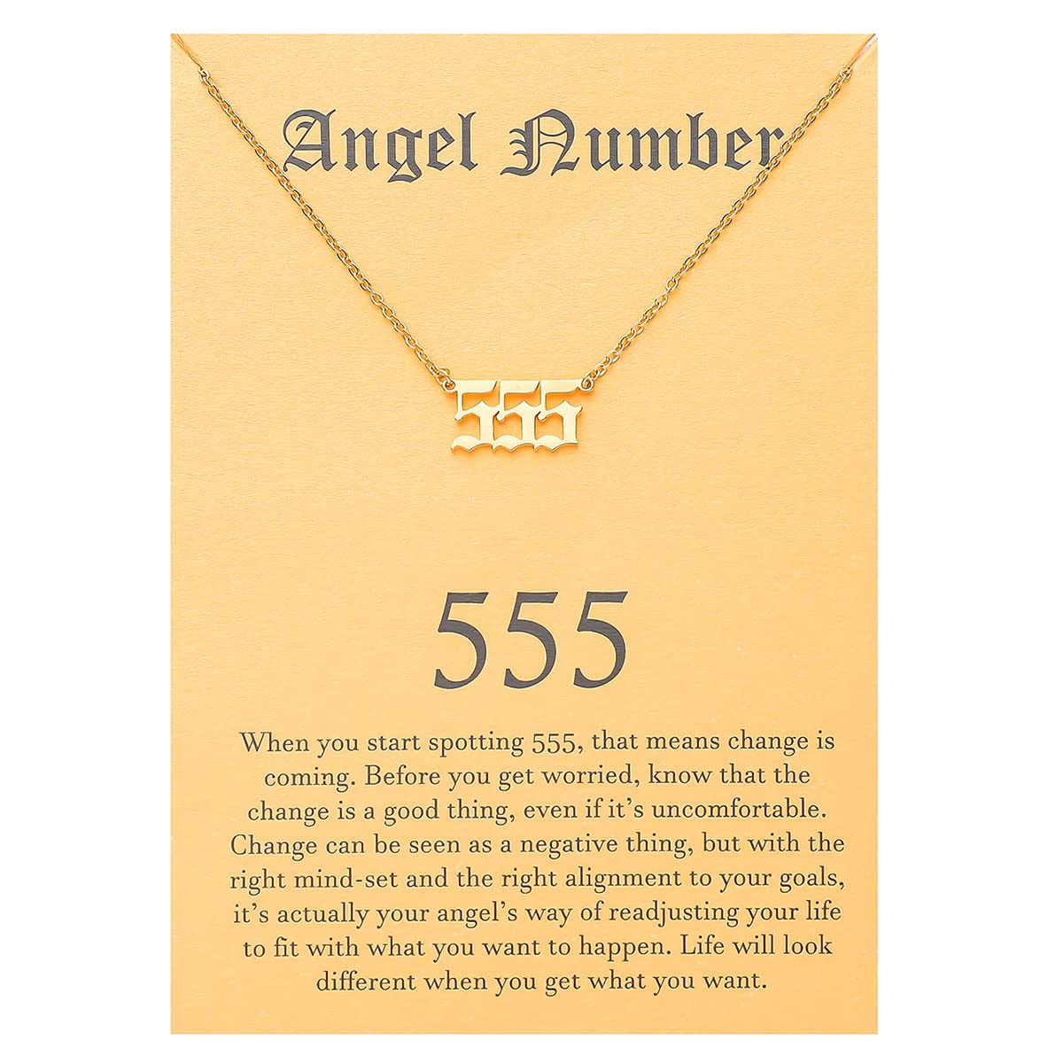Angel Number 555 Choker Necklace Numerology Jewelry for Women Gold Tone
