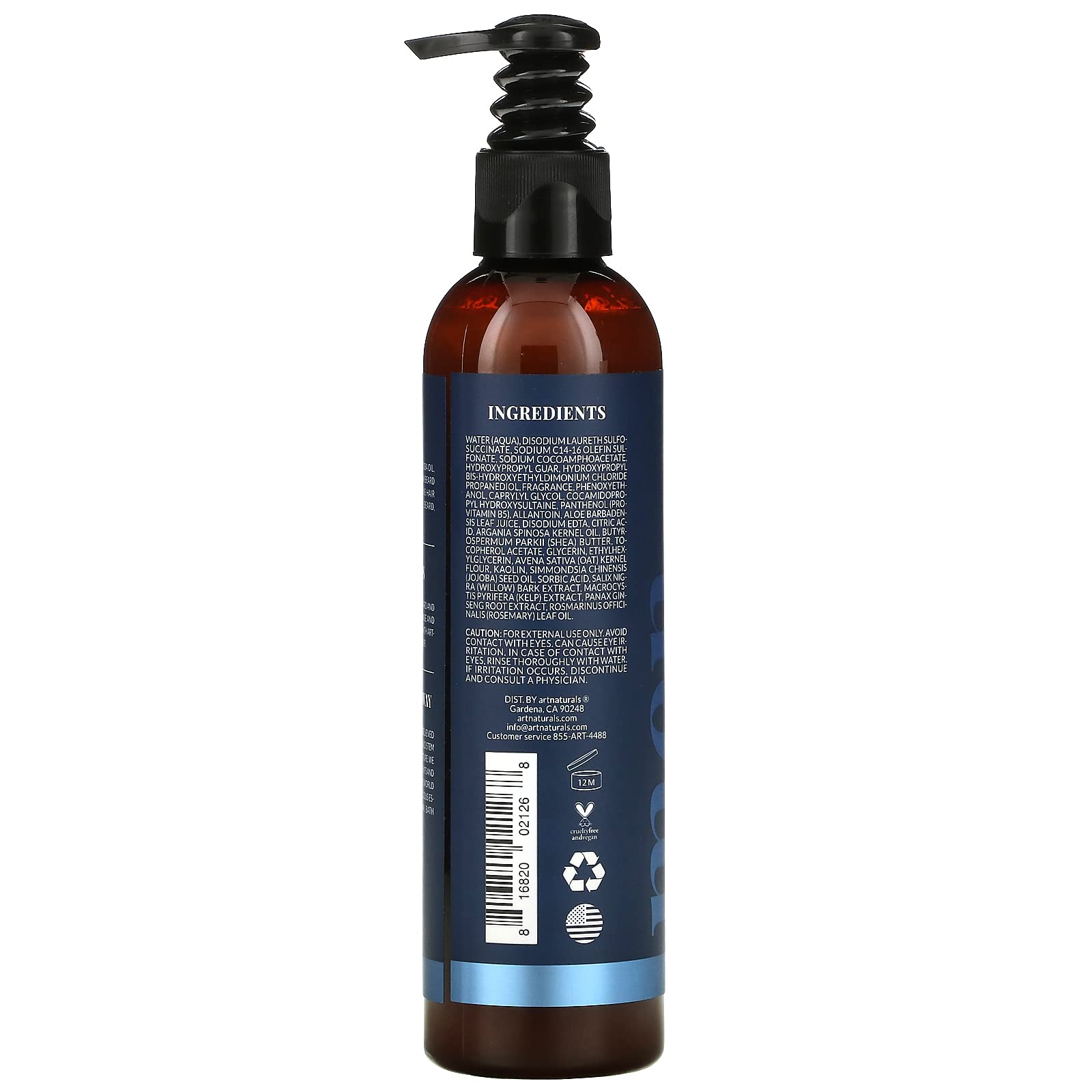 Artnaturals Natural Beard Shampoo Wash - (8 Fl Oz / 236ml) - Infused with Aloe Vera, Tea Tree and Jojoba Oil - Sulfate Free