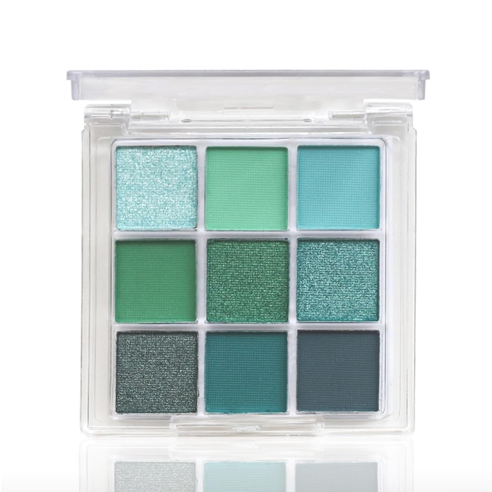 Yeweian Green Eyeshadow Palette, 9 Colors Green Glitter Matte Eyeshadow Makeup Palette, Bright Neon Green Eye Shadow, Highly Pig
