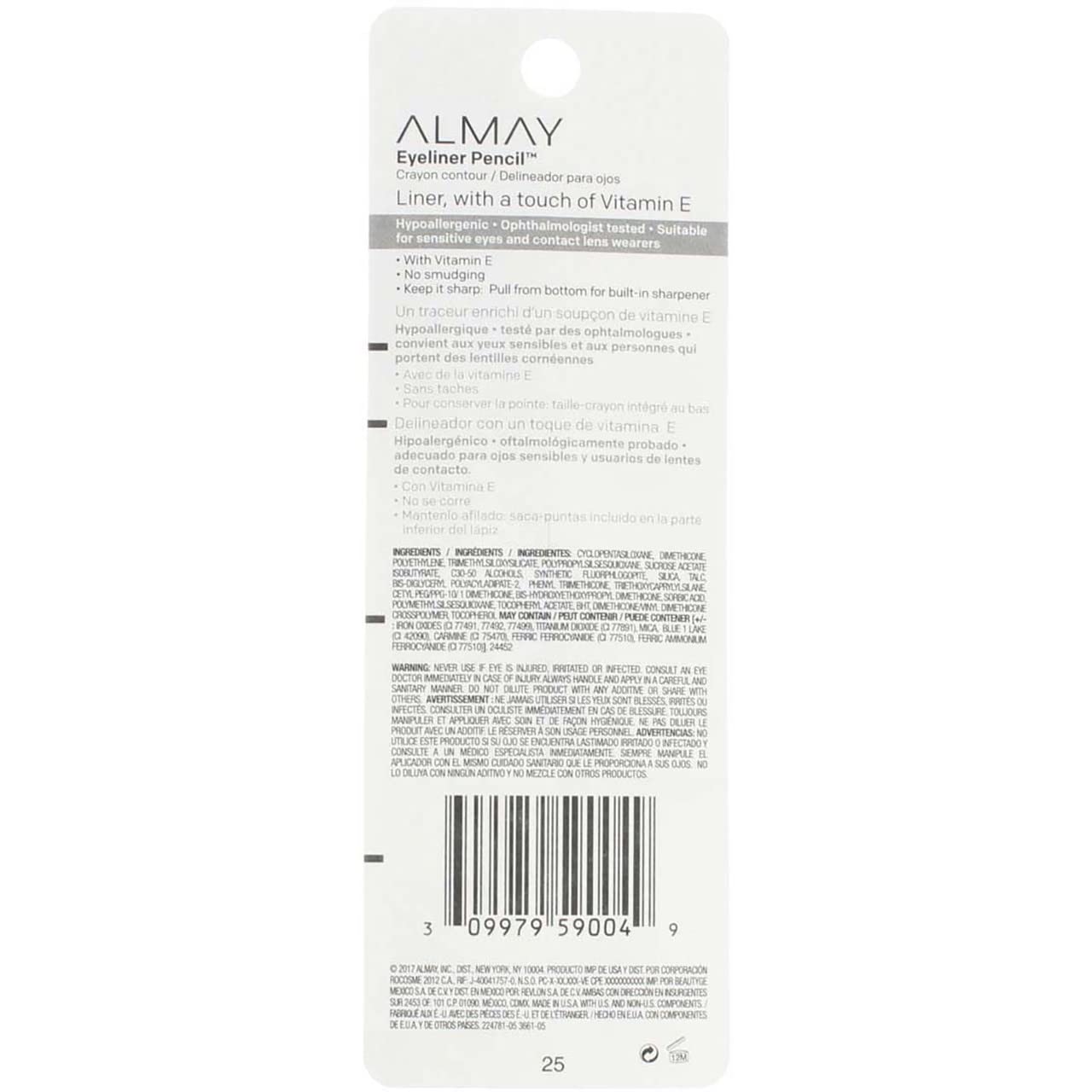 Almay Intense i-Color Liner, Black Raisin [209], 0.009 oz, Pencil