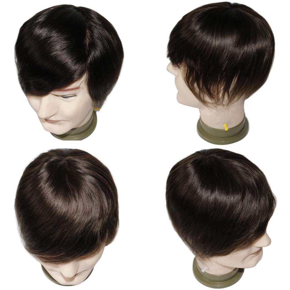 Lumeng Wigs For Men Hair Loss Real Hair Toupee Mono Lace Systems Size 7X9 Inch Color 3#