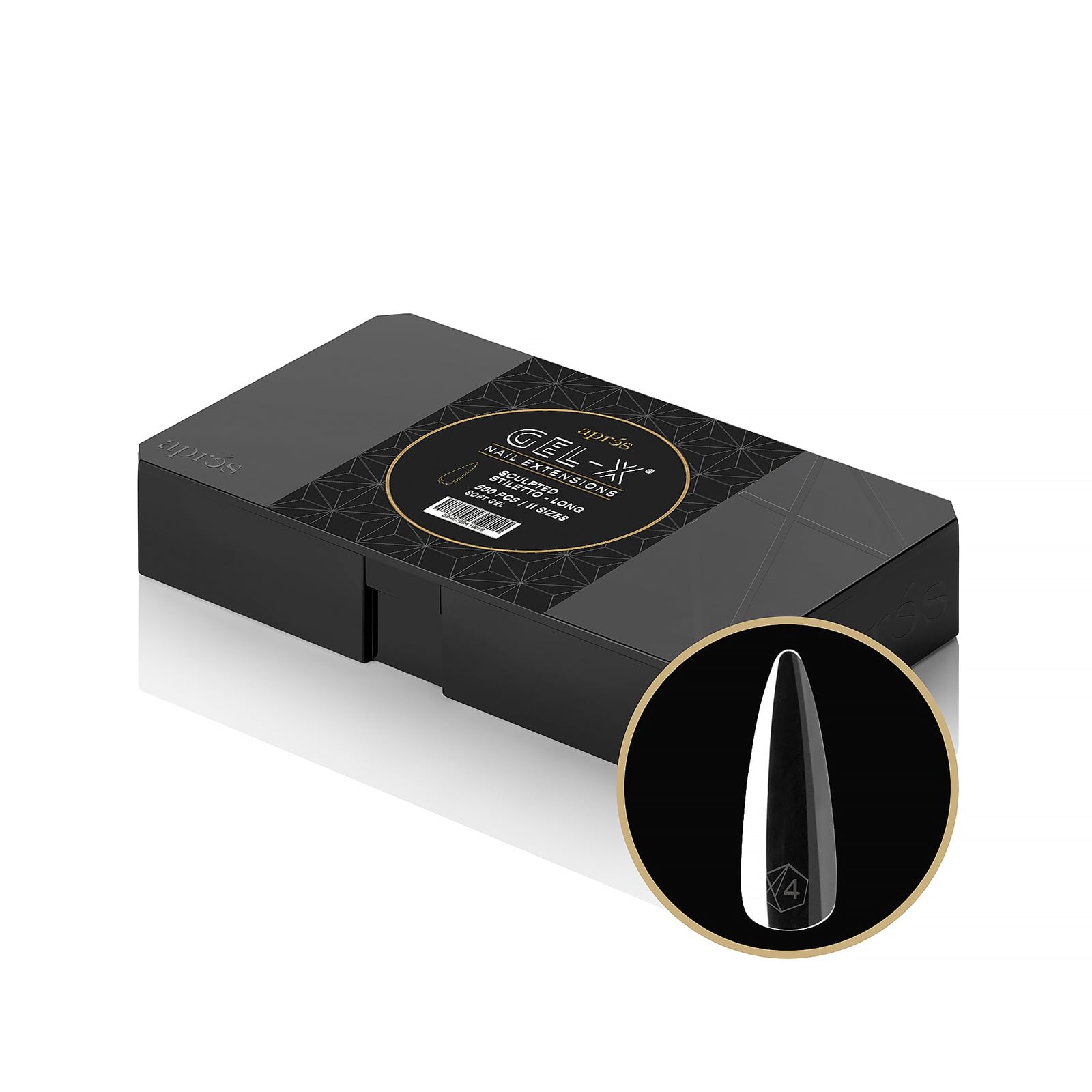Apres Gel-X Sculpted Stiletto Long Tip Box | 500pc Gel-X Tips, 11 Sizes 00-9, Premium Quality
