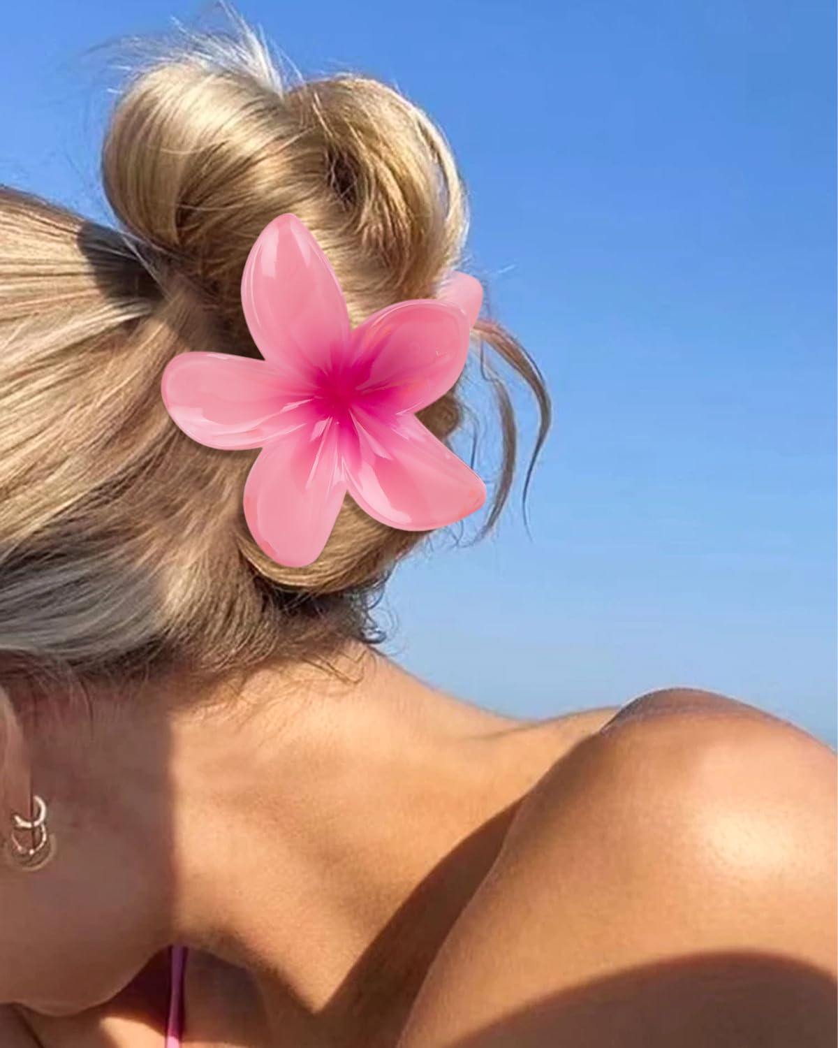 Kivzex Hawaiian Flower Hair Claw Clip For Women 6 Pcs Plumeria Flower Hair Clips For Thick Thin Hair Hawaii Hair Accessories - G