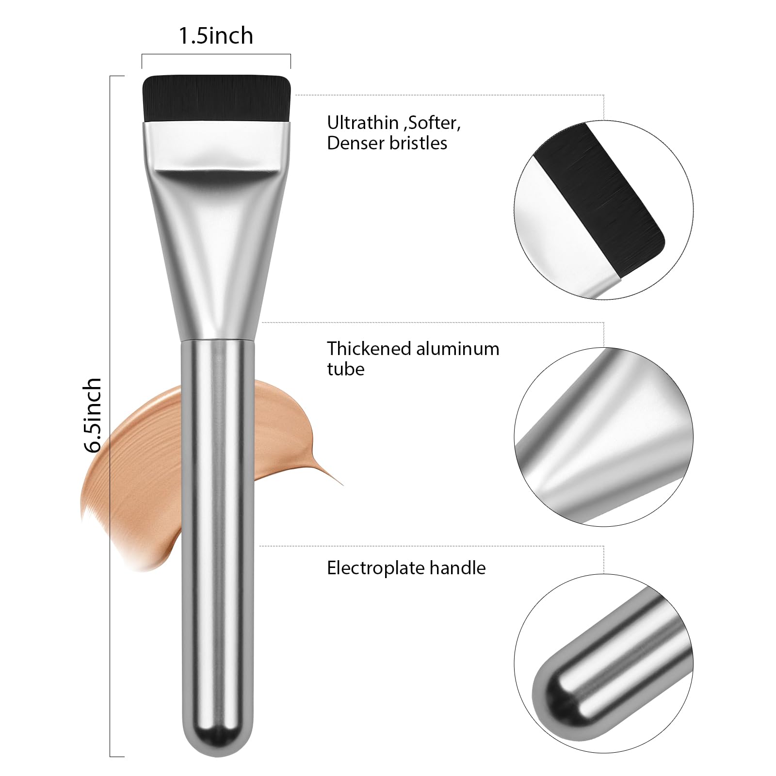 Beautyfactor 2Pcs Flat Foundation Brush,Face Mask Brush Makeup Spatula Facial Brush For Liquid Foundation Mask,Premium Face Kore