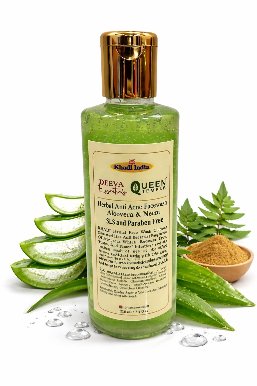 Queen Temple Herbal Aloe Vera & Neem Face Wash | Herbal Face Wash For Glowing Skin | Face Wash For Controlling Acne| Paraben & S