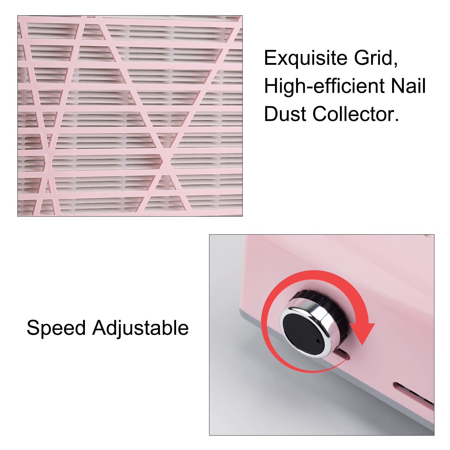 CoFashion Nail Dust Collector for Acrylic Nails Vacuum Machine 80W Adjustable Nail Vacuum Dust Collector Electric Nails Filter f