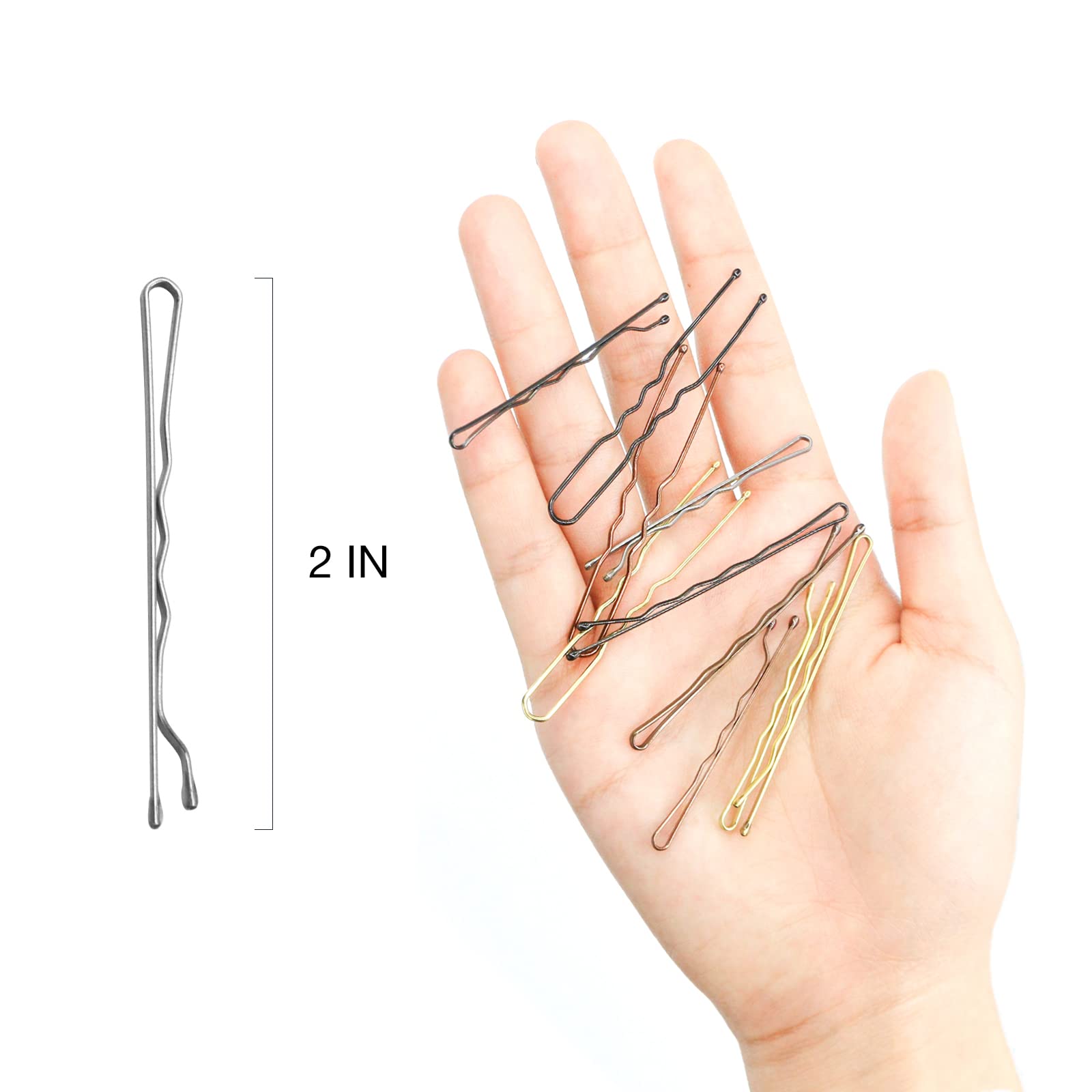 Hoyols Hair Pins Silver Gray, Crimped Grip Bobby Pin, Secure Hold Wavy Slide Proof Hair Styling Pins Holder For Gray Hair Women