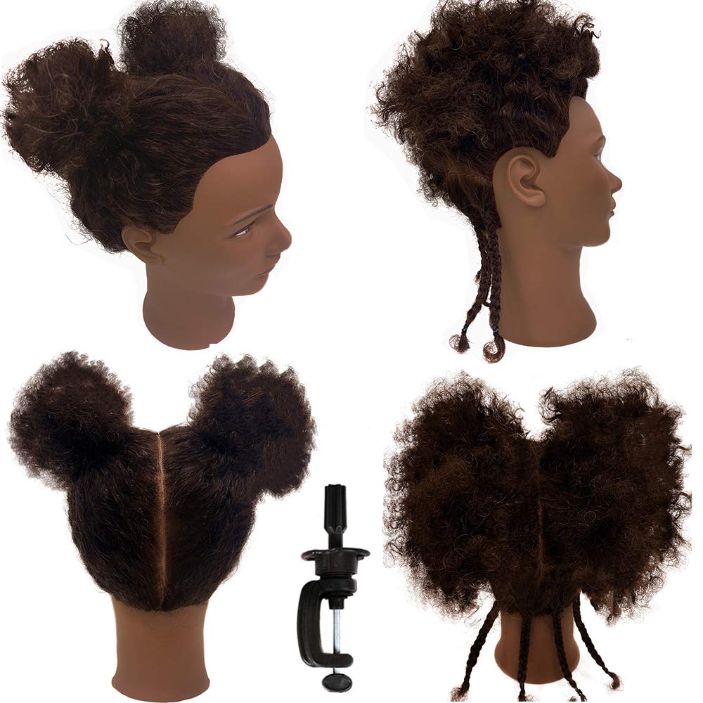 Headdoll Afro Curly Mannequin Head With 100% Human Hair Curly Hair Hairdresser Hair Styling Cosmetology Manikin Head Doll Head F