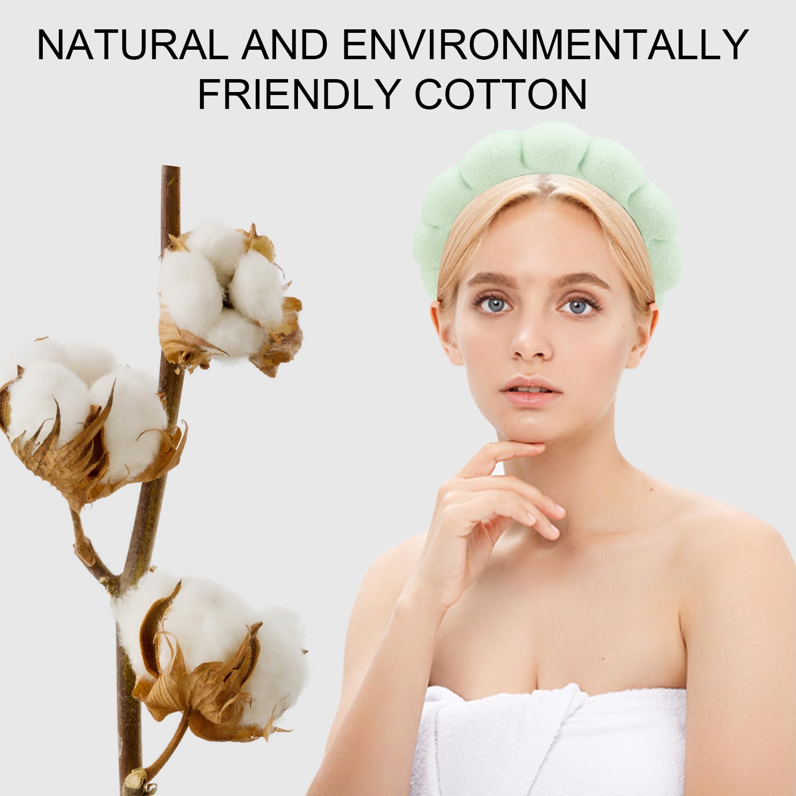 Canitor 4 PCS Spa Headband for Washing Face, Facial Skincare, Terry Cloth Sponge Makeup, Puffy Face Wash for Mask Skin Treatment